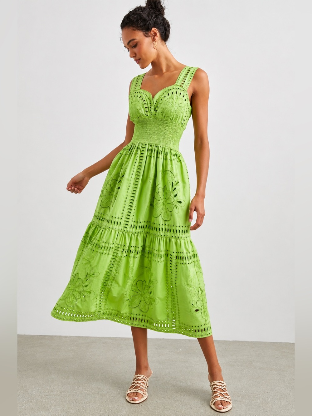Rails Fawn Embroidered Midi Dress Island Green Size XL NWT